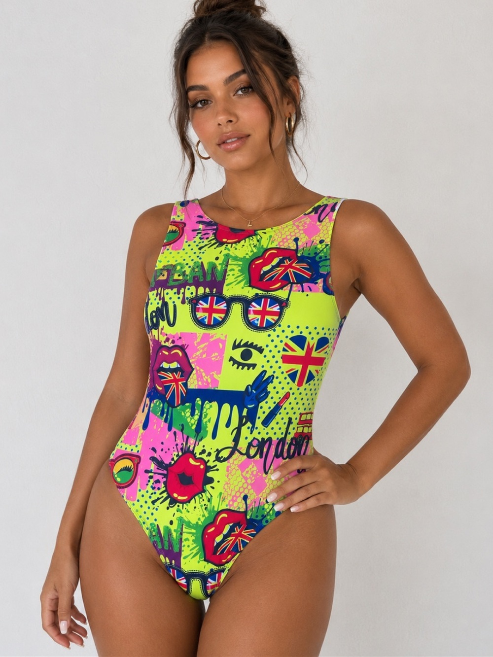 Lizette Collection London Graffiti Neon Bobysuit M